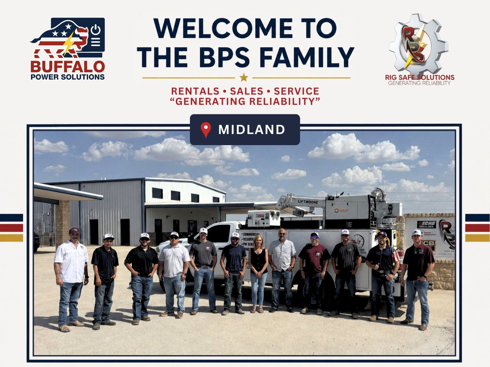 Welcome to the BPS family — the Rig Safe Solutions team outside the Midland, Texas office